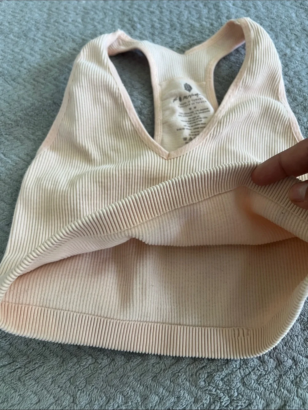 Free People Movement Nude Peach Seamless V-Neck Racerback Bralette Size Medium